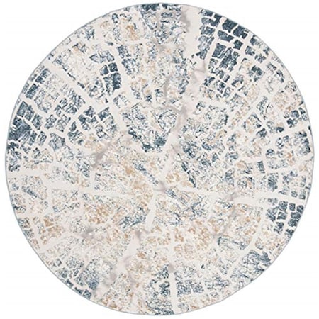 Safavieh 6 ft. 7 in. x 6 ft. 7 in. Vogue 100 Round Power-Loomed Rug Cream & Teal VGE146A-7R